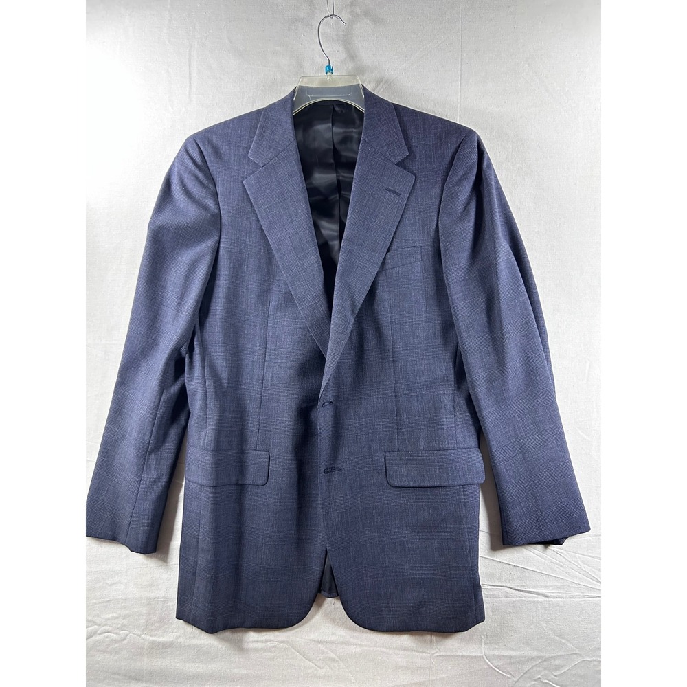 Hickey Freeman Canterbury Collection Pure Wool Blue Glen Plaid Blazer 42R